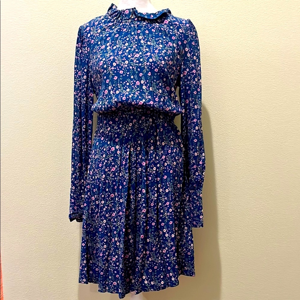 NWT “a loves a” quality brand Floral Blue Long Sleeve Dress. Women’s size 6.